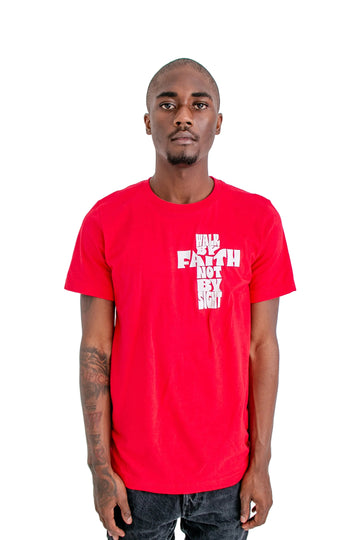 Walk By Faith Cross T-shirt  [Red Edition]